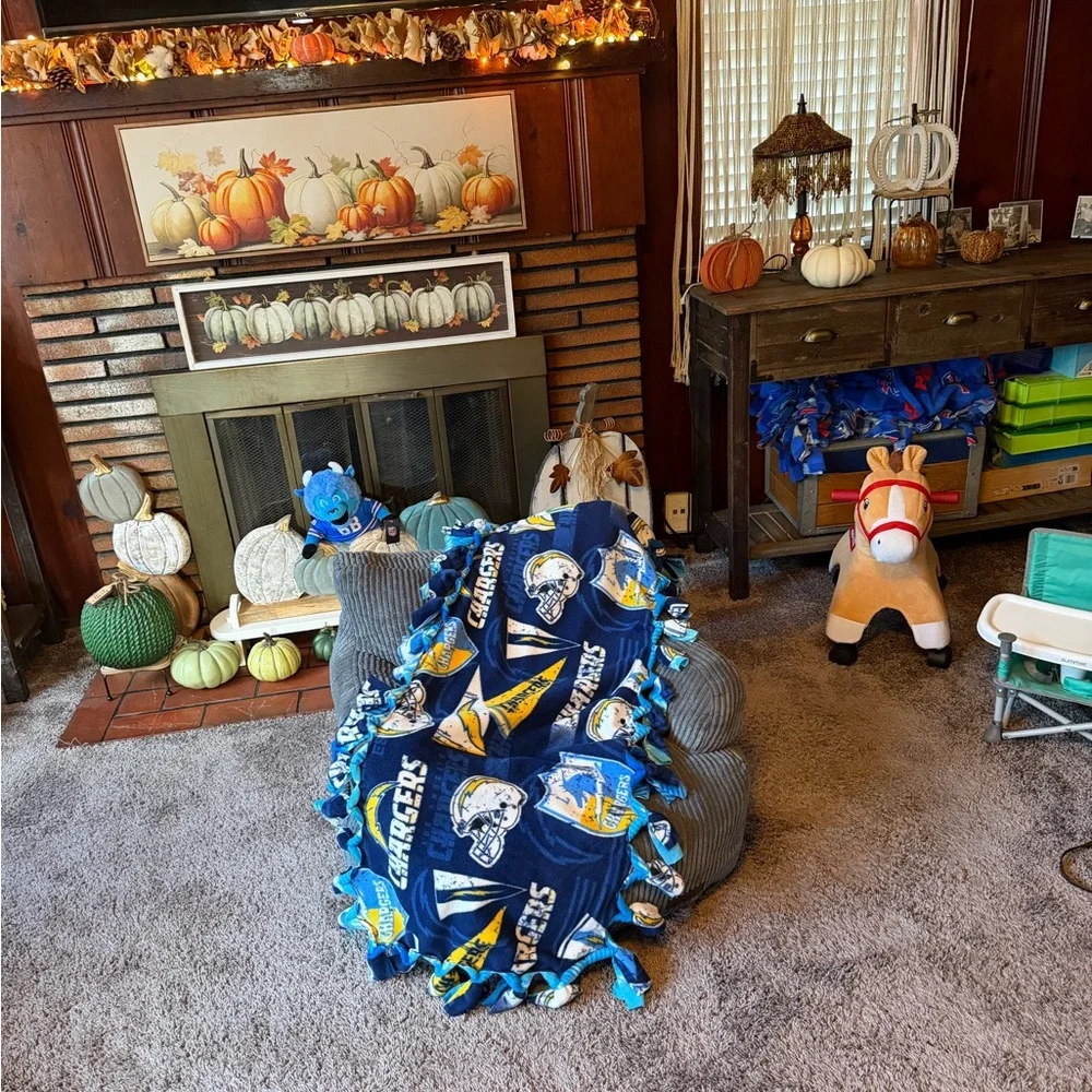 Chargers Fleece Pet Bedding -Stroller blanket. Child blanket, wheelchair lap